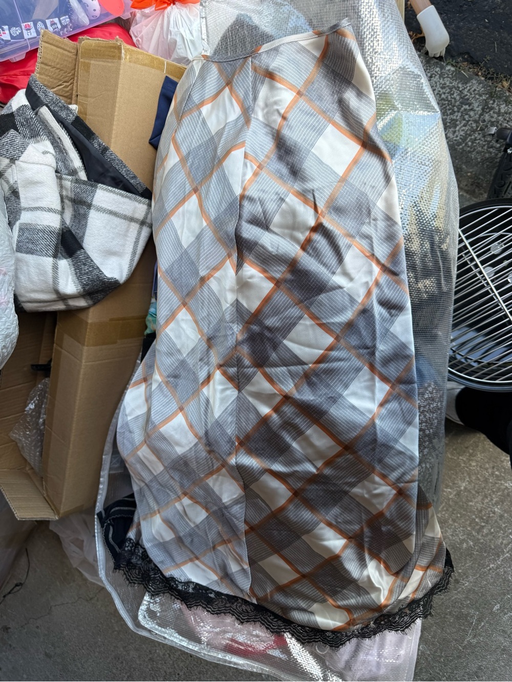 Forever 21 Plaid Quilt in Gray and Orange